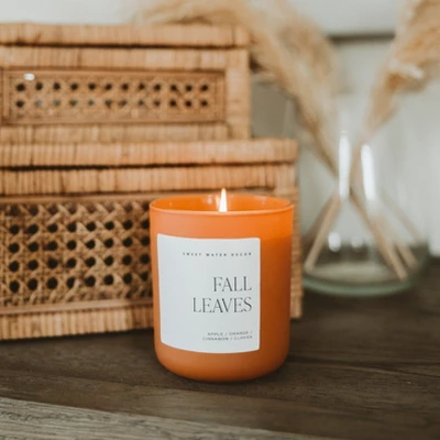 Sweet Water Decor Fall Leaves 15oz Orange Matte Jar Candle 2 Sweet Water Decor Fall Leaves 15oz Orange Matte Jar Candle - Image 2