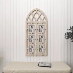 Wood 6 Slot Wall Photo Frame With Window Arch Shape Light Brown - Olivia & May 23 Wood 6 Slot Wall Photo Frame With Window Arch Shape Light Brown - Olivia & May -Wall Charm Deals Store GUEST 03b9d715 6df4 4396 92db 101da80f42a0