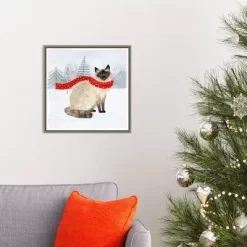 16" X 16" Christmas Cats And Dogs III By Victoria Borges Framed Canvas Wall Art - Amanti Art -Wall Charm Deals Store GUEST 053e8bdd 9d27 479b b48d 970c15b7a668