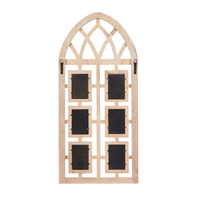 Wood 6 Slot Wall Photo Frame With Window Arch Shape Light Brown - Olivia & May 4 Wood 6 Slot Wall Photo Frame With Window Arch Shape Light Brown - Olivia & May - Image 4