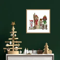 16" X 16" Christmas Dogs Winter Sports Fans By Fab Funky Framed Canvas Wall Art - Amanti Art -Wall Charm Deals Store GUEST 05b2b5dc d0a1 474d 9177 12ac6689f0cb