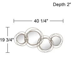 Newhill Designs Round Vanity Decorative Wall Mirror Modern Gray Pewter Metal Frame 40 1/4" Wide For Bathroom Bedroom Living Room -Wall Charm Deals Store GUEST 061c7c65 ada8 47a5 9516 335410cf70ce