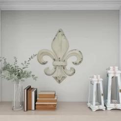 Metal Fleur De Lis Wall Decor With Distressing White - Olivia & May -Wall Charm Deals Store GUEST 08de4b1e 69c6 4f92 8288 379ee969e46b