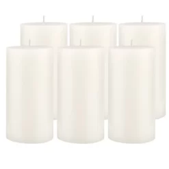 6pk Unscented Flat Top Smooth Pillar Candles White - Stonebriar Collection -Wall Charm Deals Store GUEST 0901bc36 5ae4 419c af23 abb320d40148