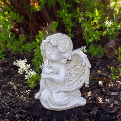 Northlight 6" Ivory Sitting Angel With Bird Outdoor Garden Statue 1 Northlight 6" Ivory Sitting Angel With Bird Outdoor Garden Statue