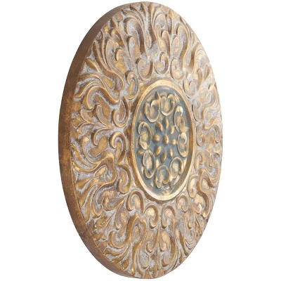 Metal Floral Wall Decor With Embossed Details Gold - Olivia & May 3 Metal Floral Wall Decor With Embossed Details Gold - Olivia & May - Image 3