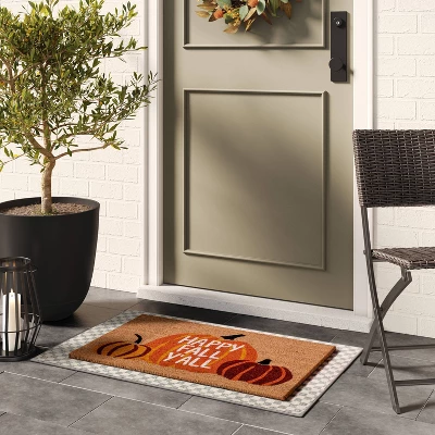 1'6"x2'6" 'Happy Fall Y'all' Pumpkin Coir Halloween Doormat Orange - Hyde & EEK! Boutique™ 1 1'6"x2'6" 'Happy Fall Y'all' Pumpkin Coir Halloween Doormat Orange - Hyde & EEK! Boutique™