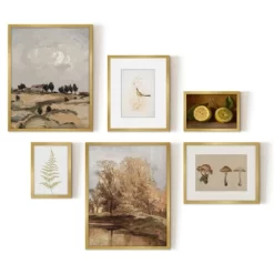 Americanflat 6 Piece Vintage Gallery Wall Art Set - Fall Study, Autumn In The Hills, Mushrooms, Light Bird, Fern Frond By Maple + Oak -Wall Charm Deals Store GUEST 135277bc 3e48 403e 9a12 16f5b4c4e3fd