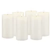 6pk Unscented Flat Top Smooth Pillar Candles White - Stonebriar Collection