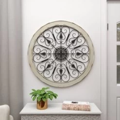 Wood Distressed Scroll Window Inspired Wall Decor With Metal Scrollwork Relief White - Olivia & May -Wall Charm Deals Store GUEST 15c0441b 7947 4dec ad79 95d0df4acaf9
