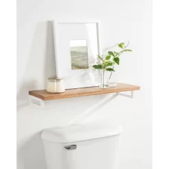 24" X 3" Lankford Wood Shelf Natural/White - Kate & Laurel All Things Decor -Wall Charm Deals Store GUEST 1930bd2e 2f4d 4f3c 81c9 6301715b10fd