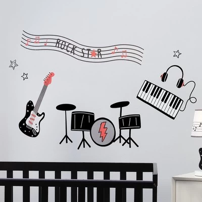 Lambs & Ivy Rock Star Musical Instruments Wall Decals/Stickers - Drums/Guitar 2 Lambs & Ivy Rock Star Musical Instruments Wall Decals/Stickers - Drums/Guitar - Image 2