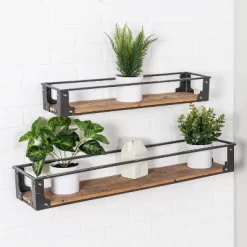 Honey-Can-Do Metal And Wood Wall Shelves -Wall Charm Deals Store GUEST 1e241c14 3d12 4c32 8bfa ada01825ac1e