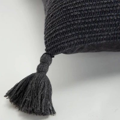 20"x20" Oversize Solid Striped Square Throw Pillow With Tassels Cover - Rizzy Home 2 20"x20" Oversize Solid Striped Square Throw Pillow With Tassels Cover - Rizzy Home - Image 2