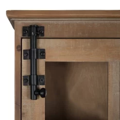 Hutchins Decorative Farmhouse Wood Wall Cabinet With Window Pane Glass Door Rustic Brown - Kate & Laurel All Things Decor -Wall Charm Deals Store GUEST 1fa6e54e 29f5 4517 974b 32f0aa201a50