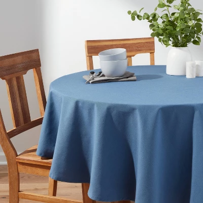 70" Cotton Round Tablecloth Blue - Threshold™ 1 70" Cotton Round Tablecloth Blue - Threshold™