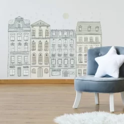 Illustrated Townhouses Peel And Stick Giant Wall Decal - RoomMates