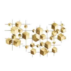 Metal Geometric 3D Cube Relief Wall Decor Gold - CosmoLiving By Cosmopolitan 6 Metal Geometric 3D Cube Relief Wall Decor Gold - CosmoLiving By Cosmopolitan -Wall Charm Deals Store GUEST 21567b14 c2a7 4cf0 9fc4 779b147a8430