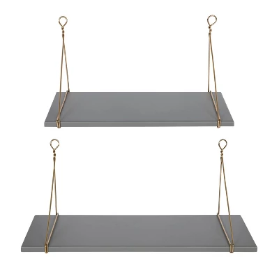 2pc Vista Wood And Metal Wall Shelves - Kate & Laurel All Things Decor 1 2pc Vista Wood And Metal Wall Shelves - Kate & Laurel All Things Decor
