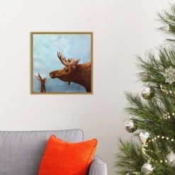 16" X 16" Moose And Rabbit By Lucia Stewart Framed Canvas Wall Art - Amanti Art -Wall Charm Deals Store GUEST 294dd7a8 77be 4378 947d fcbe5527d856