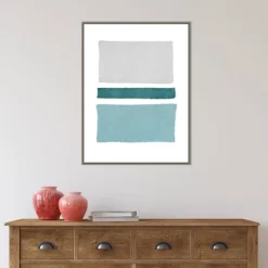 22" X 30" Painted Weaving V Blue Green By Piper Rhue Framed Canvas Wall Art Gray Wash - Amanti Art -Wall Charm Deals Store GUEST 2bd90802 8cdb 428d 9b6b 29d7140f0362
