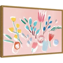 23" X 16" Flowing Florals By Isabelle Z Framed Canvas Wall Art - Amanti Art