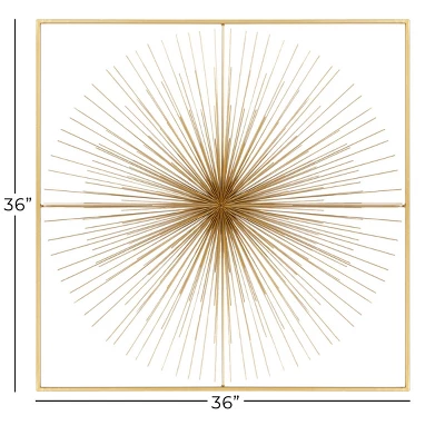 Metal Starburst Handmade Large 3D Wall Decor With Gold Frame Gold - CosmoLiving By Cosmopolitan 2 Metal Starburst Handmade Large 3D Wall Decor With Gold Frame Gold - CosmoLiving By Cosmopolitan - Image 2