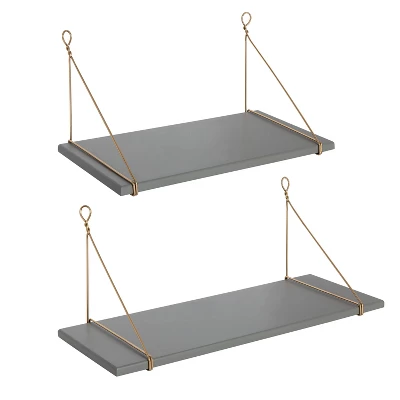 2pc Vista Wood And Metal Wall Shelves - Kate & Laurel All Things Decor 4 2pc Vista Wood And Metal Wall Shelves - Kate & Laurel All Things Decor - Image 4