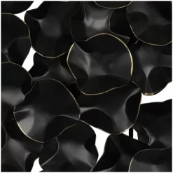 Metal Abstract Overlapping Folded Circle Wall Decor With Gold Accent Black - Olivia & May