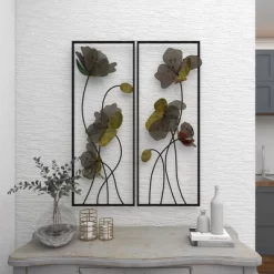 Metal Floral Wall Decor With Black Frame Set Of 2 Black - Olivia & May -Wall Charm Deals Store GUEST 2f120a06 f64c 4281 b129 1b3be1c61e12