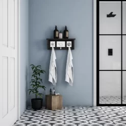 Wall Shelf And Picture Collage With Ledge And 3 Hanging Hooks- Photo Frame Decor Shelving With Modern Look, Holds 3 Photos By Hastings Home (Black) -Wall Charm Deals Store GUEST 2fd14bd5 7132 4b9a bf26 074758caa62d