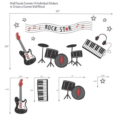 Lambs & Ivy Rock Star Musical Instruments Wall Decals/Stickers - Drums/Guitar 1 Lambs & Ivy Rock Star Musical Instruments Wall Decals/Stickers - Drums/Guitar