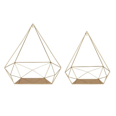 2pc Prouvé Diamond Shaped Shelf Set Gold - Kate & Laurel All Things Decor 3 2pc Prouvé Diamond Shaped Shelf Set Gold - Kate & Laurel All Things Decor - Image 3