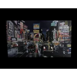 Northlight LED Lighted NYC Times Square And Classic Cars Canvas Wall Art 15.75" X 23.75"