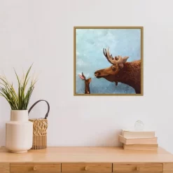 16" X 16" Moose And Rabbit By Lucia Stewart Framed Canvas Wall Art - Amanti Art -Wall Charm Deals Store GUEST 37f0c805 fe0e 45f9 9ccf 9522aed26910