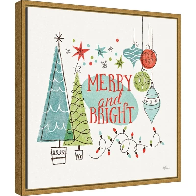 16" X 16" Merry And Bright Christmas Tree Square By Janelle Penner Framed Canvas Wall Art - Amanti Art 1 16" X 16" Merry And Bright Christmas Tree Square By Janelle Penner Framed Canvas Wall Art - Amanti Art