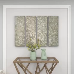 Metal Tree Wall Decor With Embossed Design Set Of 4 Brown - Olivia & May -Wall Charm Deals Store GUEST 3954581f ee05 45fc aad7 8a28c3169d64