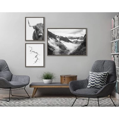 (Set Of 3) 23" X 33" Sylvie Highland Cow Mountains And Inca Trail Framed Canvas Set Gray - Kate & Laurel All Things Decor 4 (Set Of 3) 23" X 33" Sylvie Highland Cow Mountains And Inca Trail Framed Canvas Set Gray - Kate & Laurel All Things Decor - Image 4