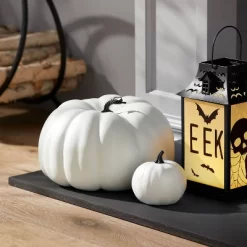 14" Painted Pumpkin Warm White Halloween Decorative Sculpture - Hyde & EEK! Boutique™