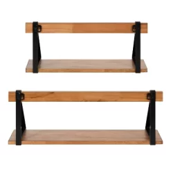 24" X 9" (Set Of 2) Willmann Wood Decorative Wall Shelf Set Rustic Brown/Black - Kate & Laurel All Things Decor -Wall Charm Deals Store GUEST 3eb27161 ecea 4494 9e98 8d16e31a899b