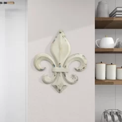 Metal Fleur De Lis Wall Decor With Distressing White - Olivia & May -Wall Charm Deals Store GUEST 3f22fabf 38ed 4d39 ad4d d77d007eb1c6