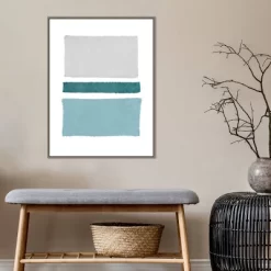22" X 30" Painted Weaving V Blue Green By Piper Rhue Framed Canvas Wall Art Gray Wash - Amanti Art -Wall Charm Deals Store GUEST 42c0bda3 7836 4785 b796 8352149edf93