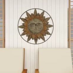 Metal Sunburst Indoor Outdoor Wall Decor With Distressed Copper Like Finish Brown - Olivia & May 22 Metal Sunburst Indoor Outdoor Wall Decor With Distressed Copper Like Finish Brown - Olivia & May -Wall Charm Deals Store GUEST 44e10a01 3d56 4f52 90bf 01e841ca0d70