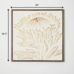 Sullivans Gold-Brushed Raised Protea Art 38.5"H White -Wall Charm Deals Store GUEST 46aa8371 52af 4d09 973d ab5e88d1fa6f
