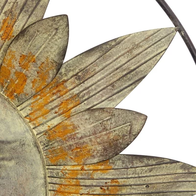 Metal Sunburst Indoor Outdoor Wall Decor With Distressed Copper Like Finish Brown - Olivia & May 15 Metal Sunburst Indoor Outdoor Wall Decor With Distressed Copper Like Finish Brown - Olivia & May - Image 15