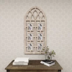 Wood 6 Slot Wall Photo Frame With Window Arch Shape Light Brown - Olivia & May 27 Wood 6 Slot Wall Photo Frame With Window Arch Shape Light Brown - Olivia & May -Wall Charm Deals Store GUEST 4767a2b7 6329 4b9d 9242 3b85f8a9d5a4