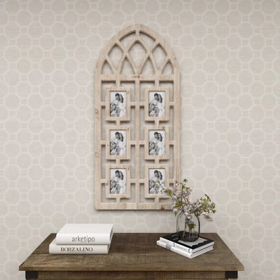 Wood 6 Slot Wall Photo Frame With Window Arch Shape Light Brown - Olivia & May 14 Wood 6 Slot Wall Photo Frame With Window Arch Shape Light Brown - Olivia & May - Image 14