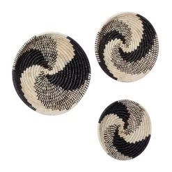 Bohemian Seagrass Plate Handmade Spiral Basket Wall Decor Set Of 3 Black - Olivia & May -Wall Charm Deals Store GUEST 47a8bcb9 3180 46ef 9859 29cc44cdc4ae