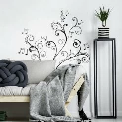 Music Note Scroll Peel And Stick Wall Decal Black - RoomMates -Wall Charm Deals Store GUEST 481dcb95 8c88 4a8e 9339 b7070f40155f