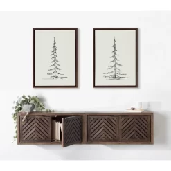 (Set Of 2) 18" X 24" Sylvie Minimalist Evergreen Trees Sketch Framed Canvas Set Brown - Kate & Laurel All Things Decor -Wall Charm Deals Store GUEST 4a47190a 0ed7 45d0 b5c3 72b296c6dc37